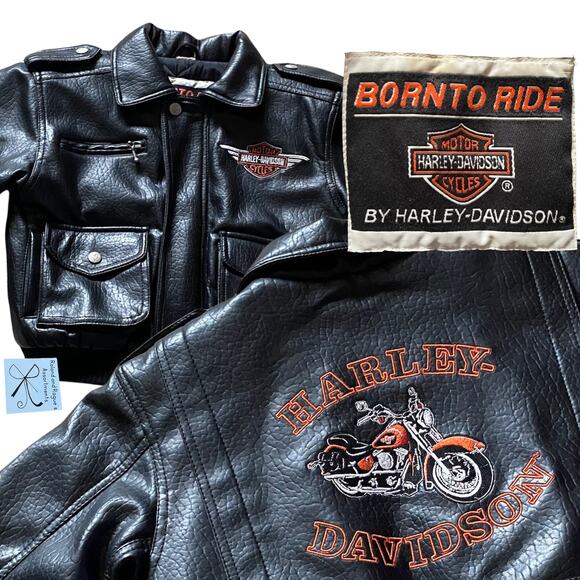 Harley-Davidson Motorcycles Born to Ride by HD Faux Leather Jacket Kids Sz 6/7